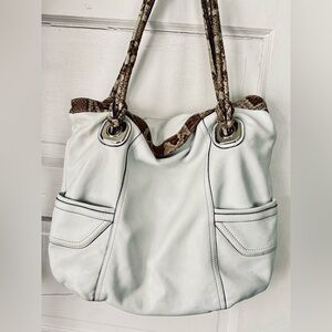 Large white soft leather tote/satchel Bag by B Makowsky L 15" with W 17"